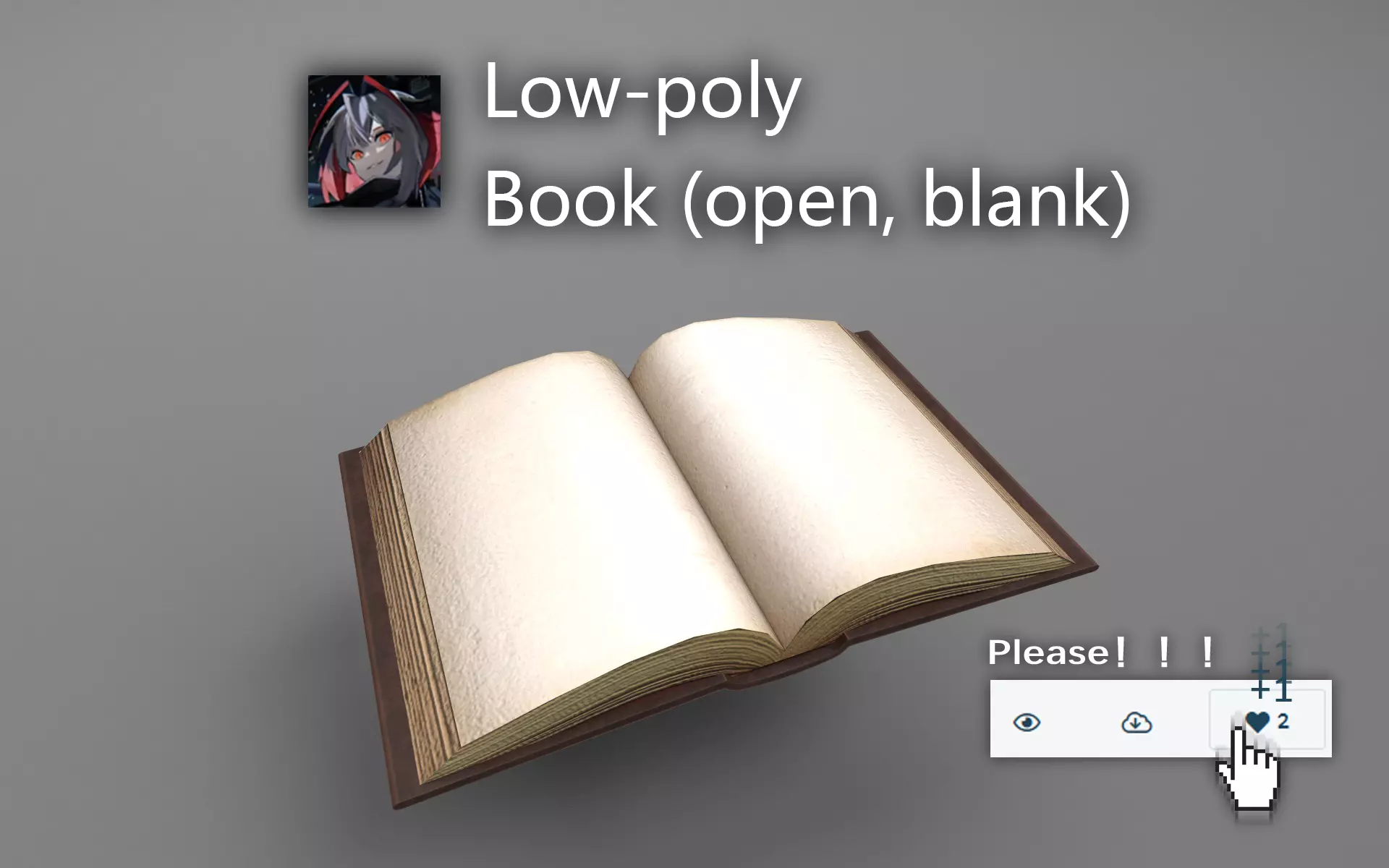 Book open blank Free low-poly 3D model_0