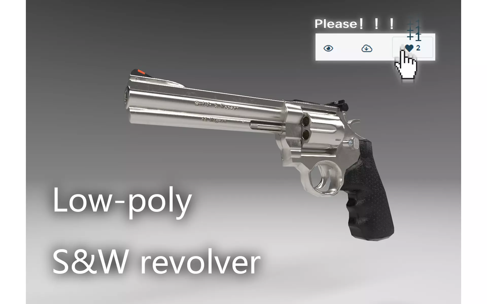 Smith and Wesson revolver Free low-poly 3D model_0