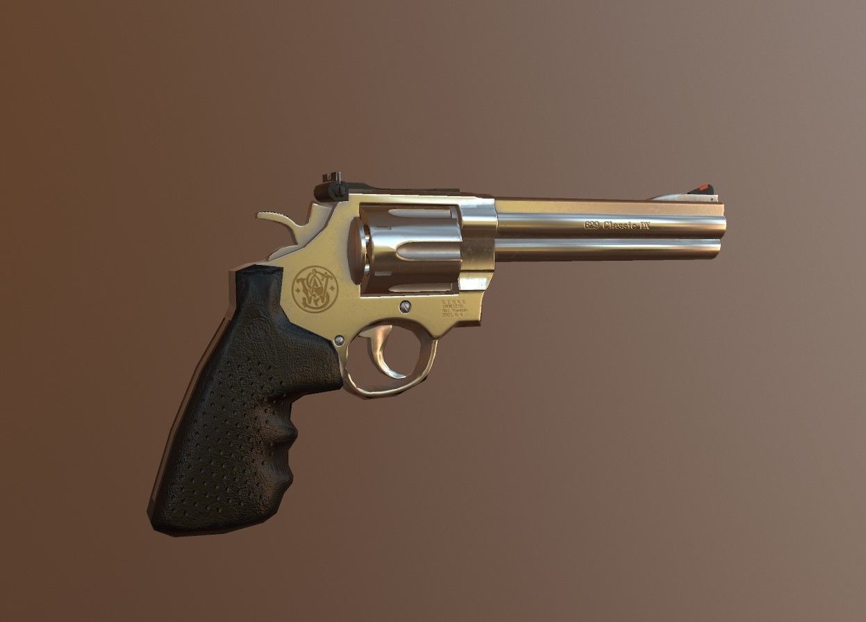 Smith and Wesson revolver Free low-poly 3D model_3