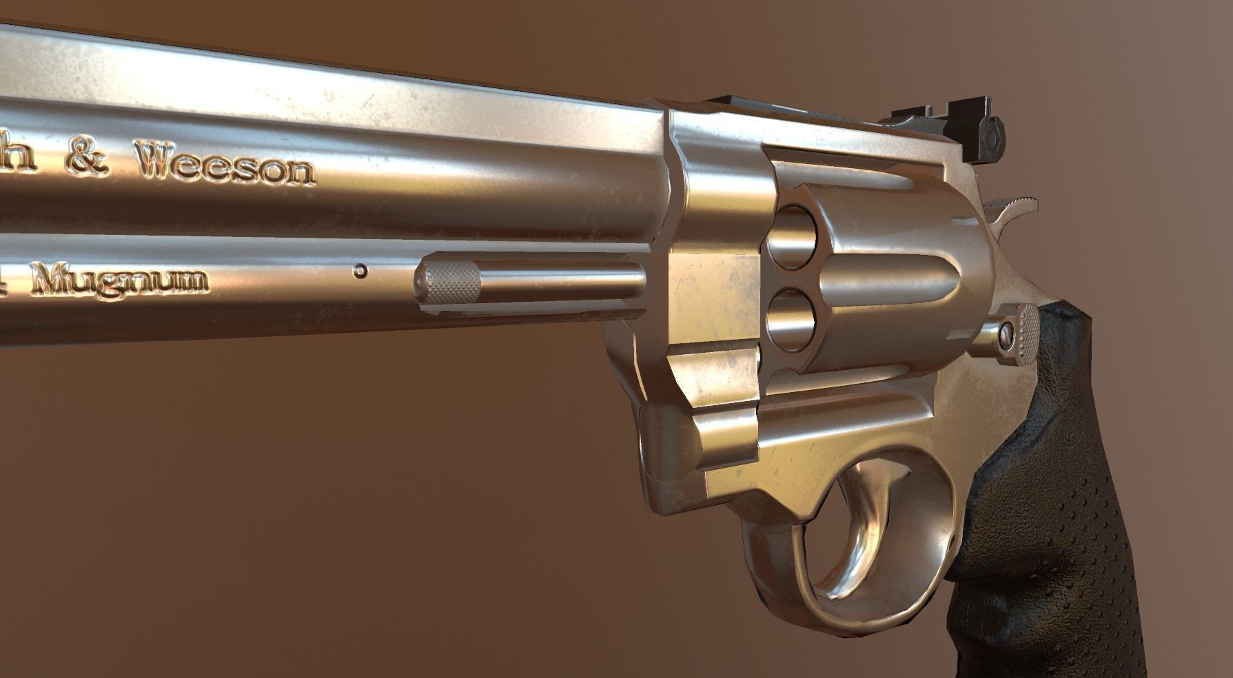 Smith and Wesson revolver Free low-poly 3D model_6