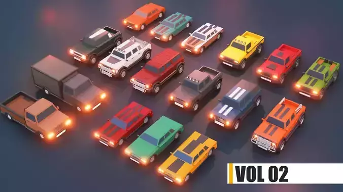 low poly cars vol 02 lowpoly Low-poly 3D model