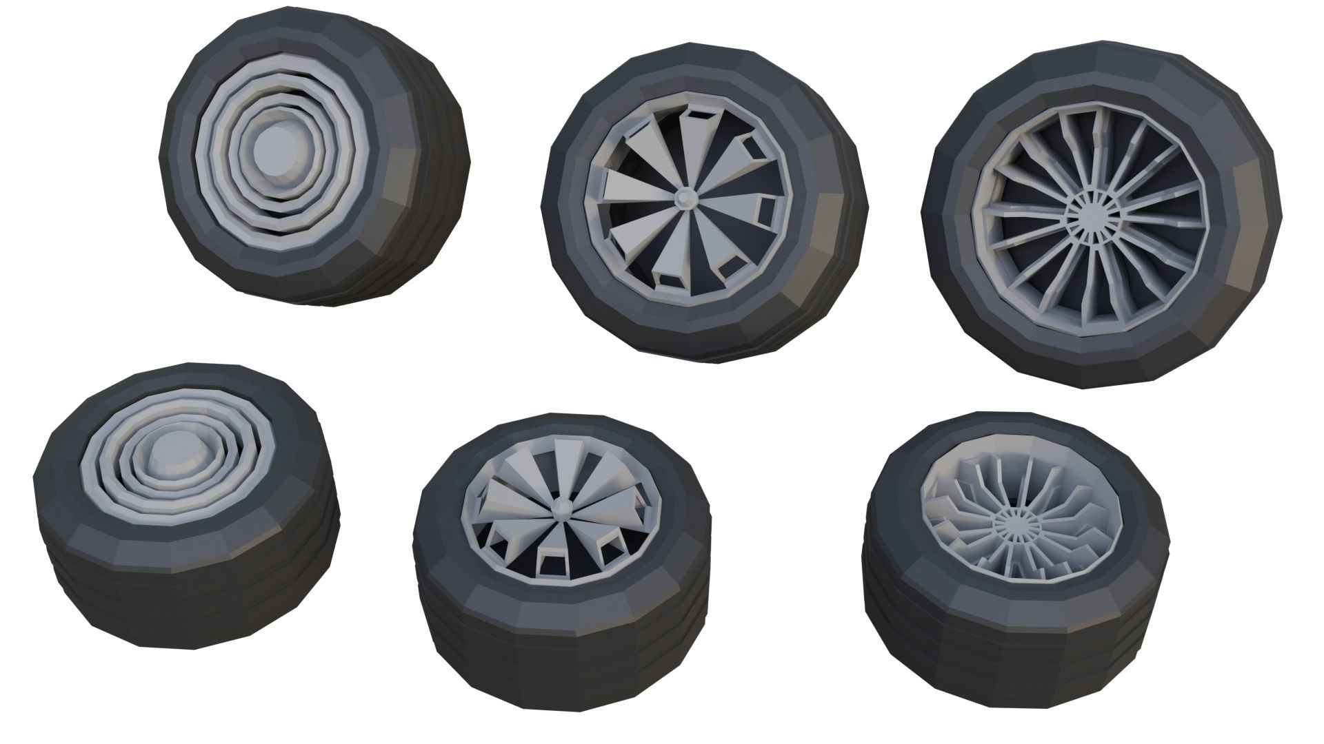 Low Poly Wheels Pack Low-poly 3D model_21