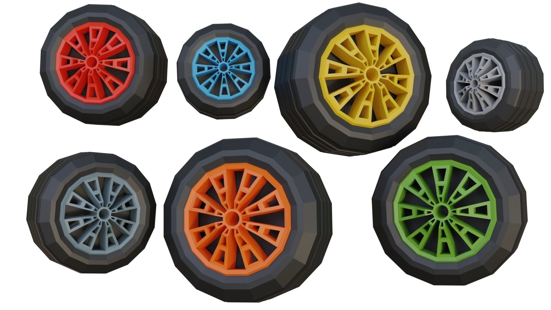 Low Poly Wheels Pack Low-poly 3D model_10