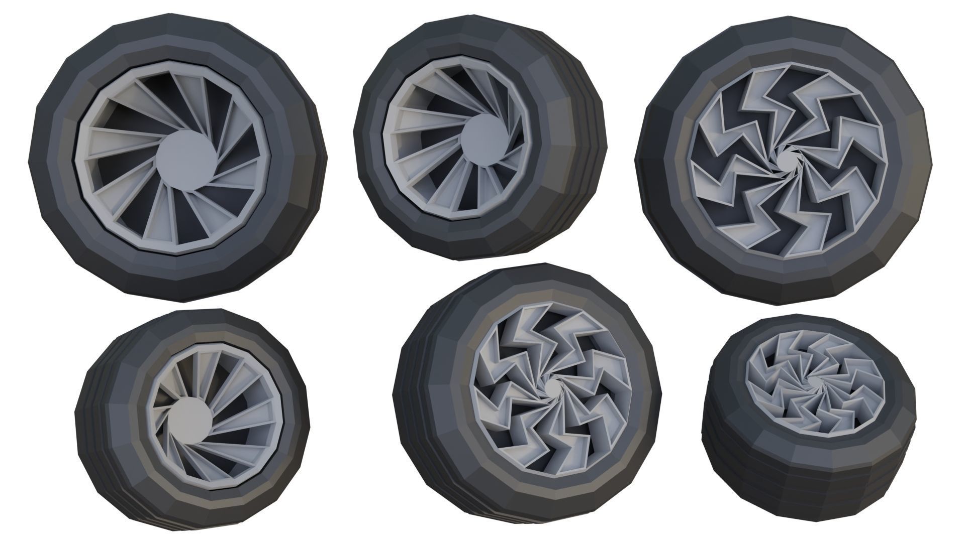 Low Poly Wheels Pack Low-poly 3D model_18
