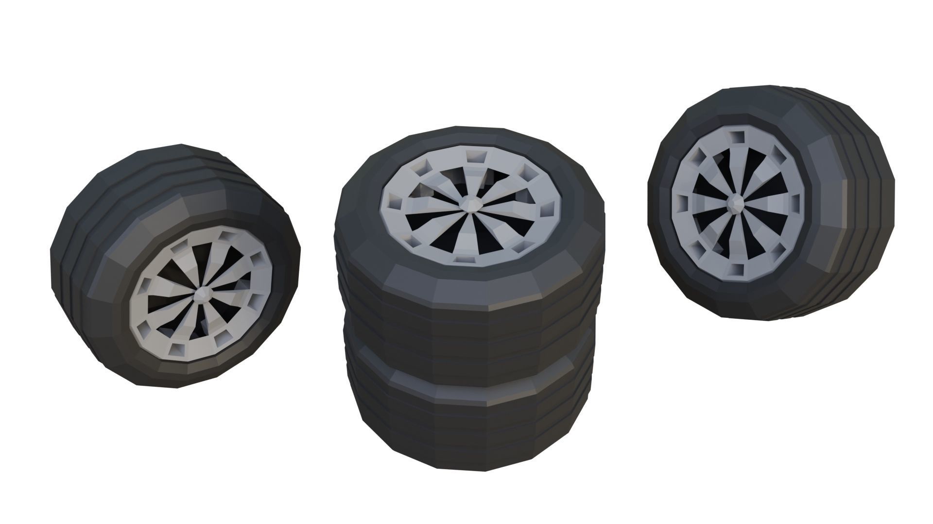 Low Poly Wheels Pack Low-poly 3D model_13