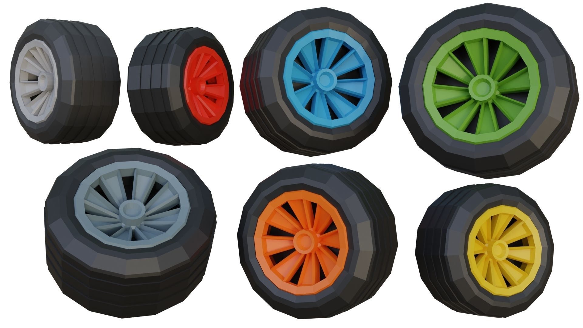Low Poly Wheels Pack Low-poly 3D model_14