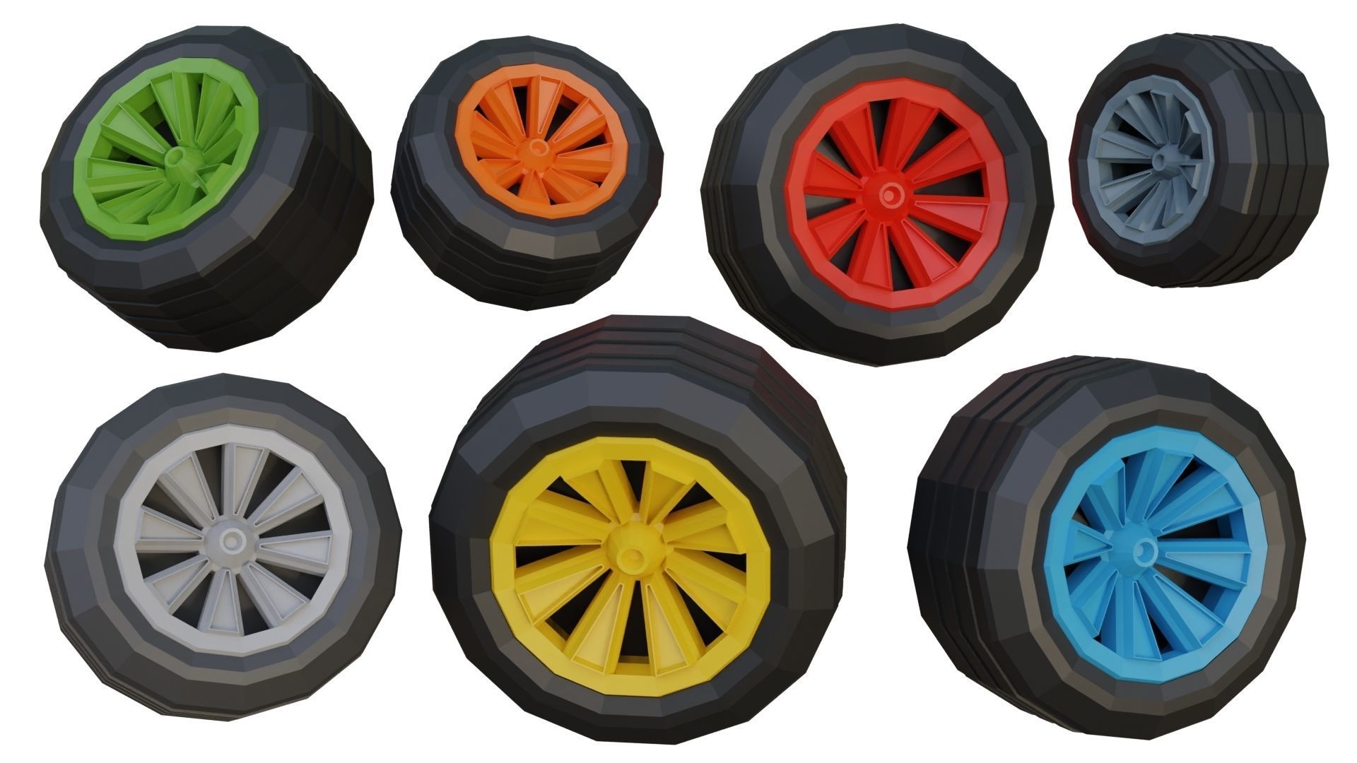Low Poly Wheels Pack Low-poly 3D model_27