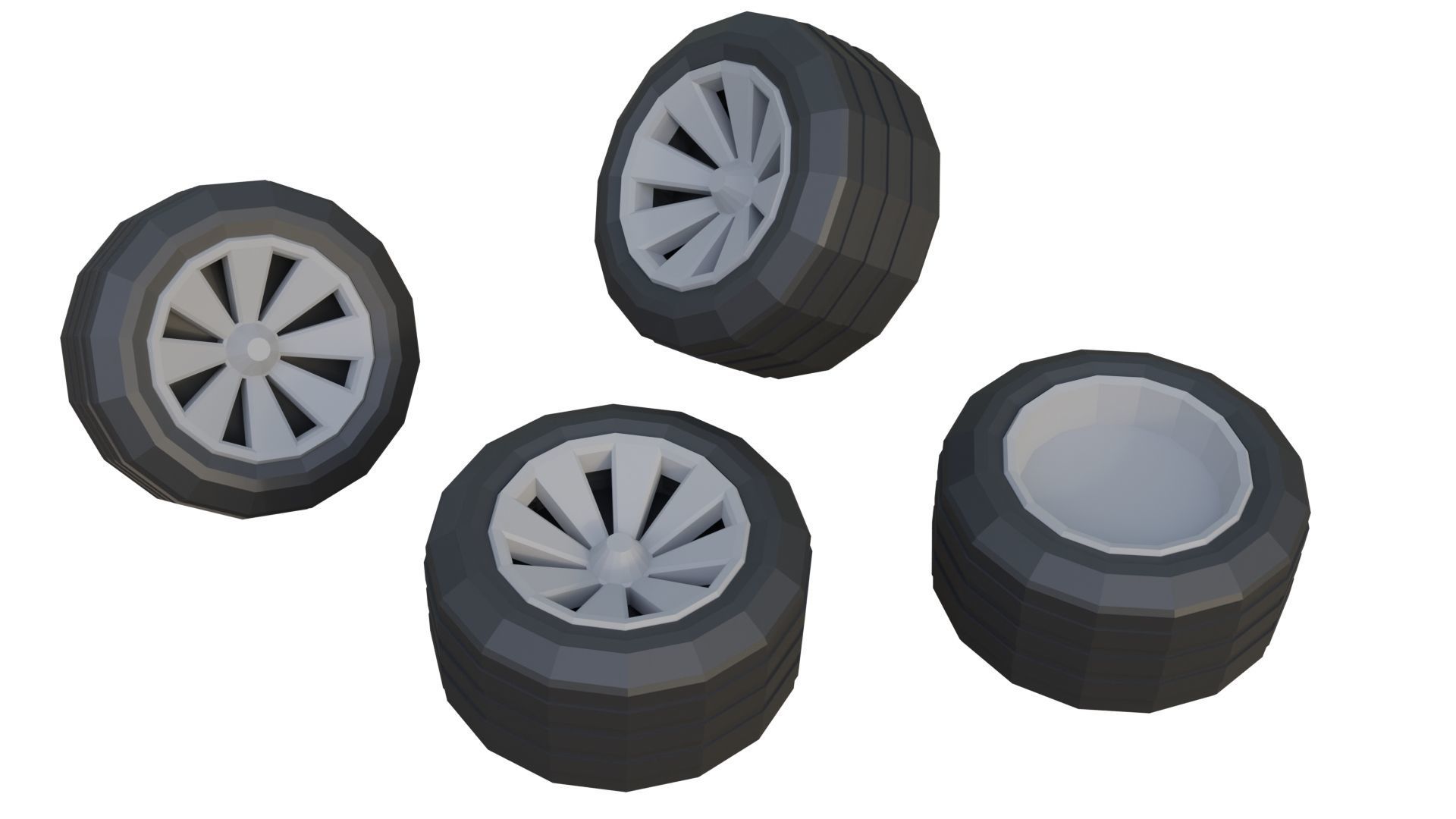 Low Poly Wheels Pack Low-poly 3D model_9