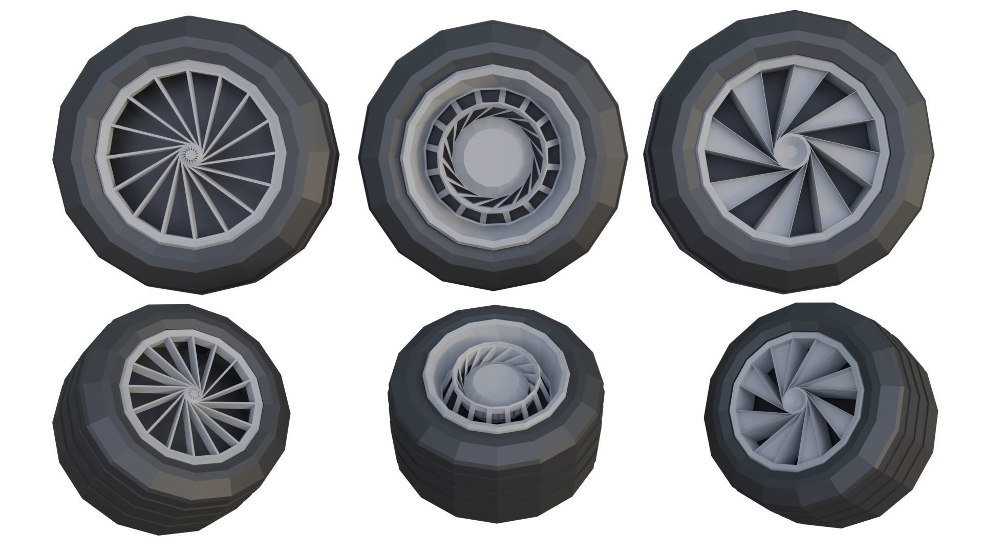 Low Poly Wheels Pack Low-poly 3D model_25