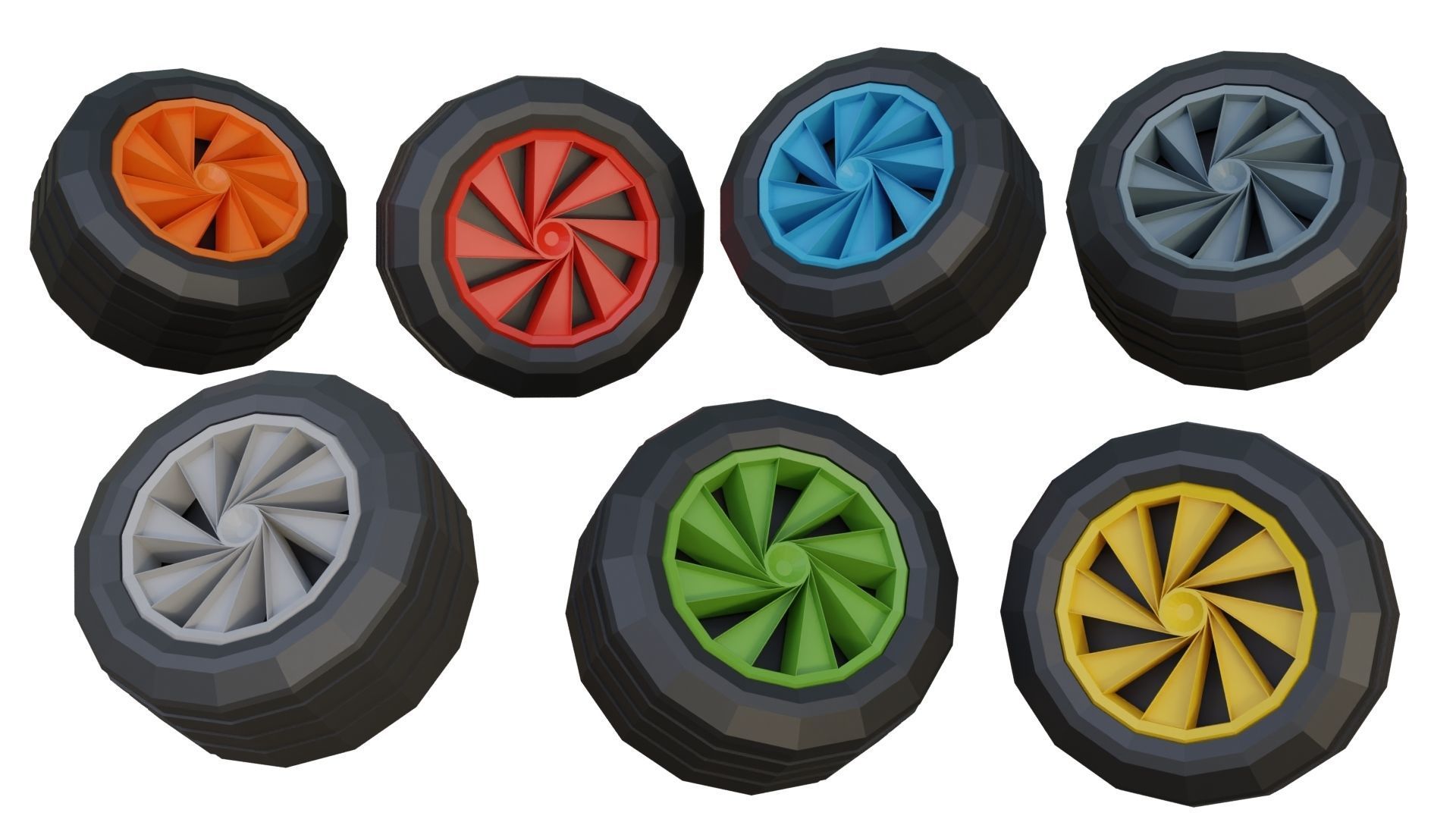 Low Poly Wheels Pack Low-poly 3D model_26