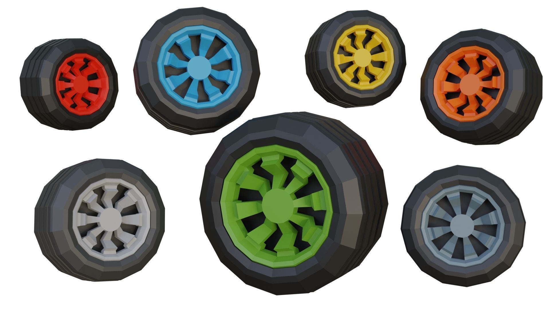 Low Poly Wheels Pack Low-poly 3D model_12