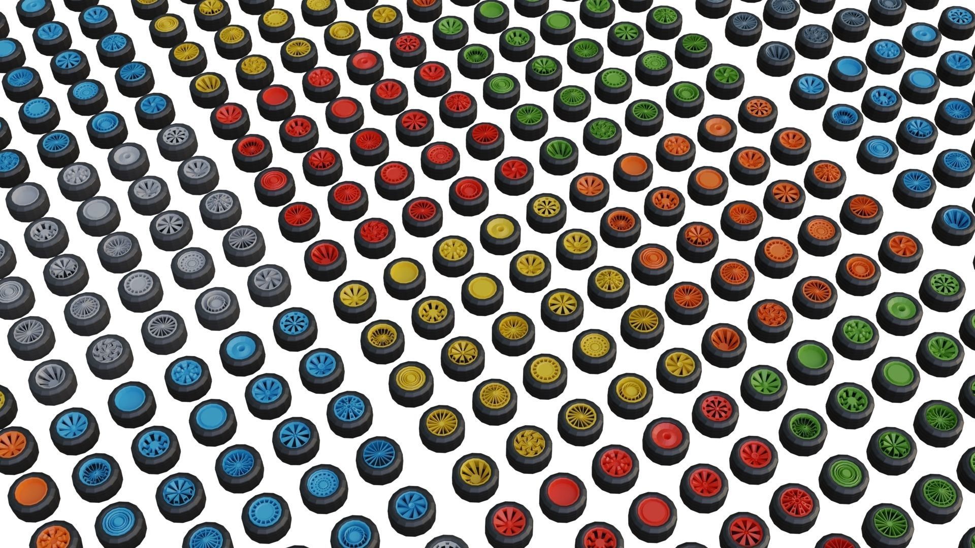 Low Poly Wheels Pack Low-poly 3D model_3