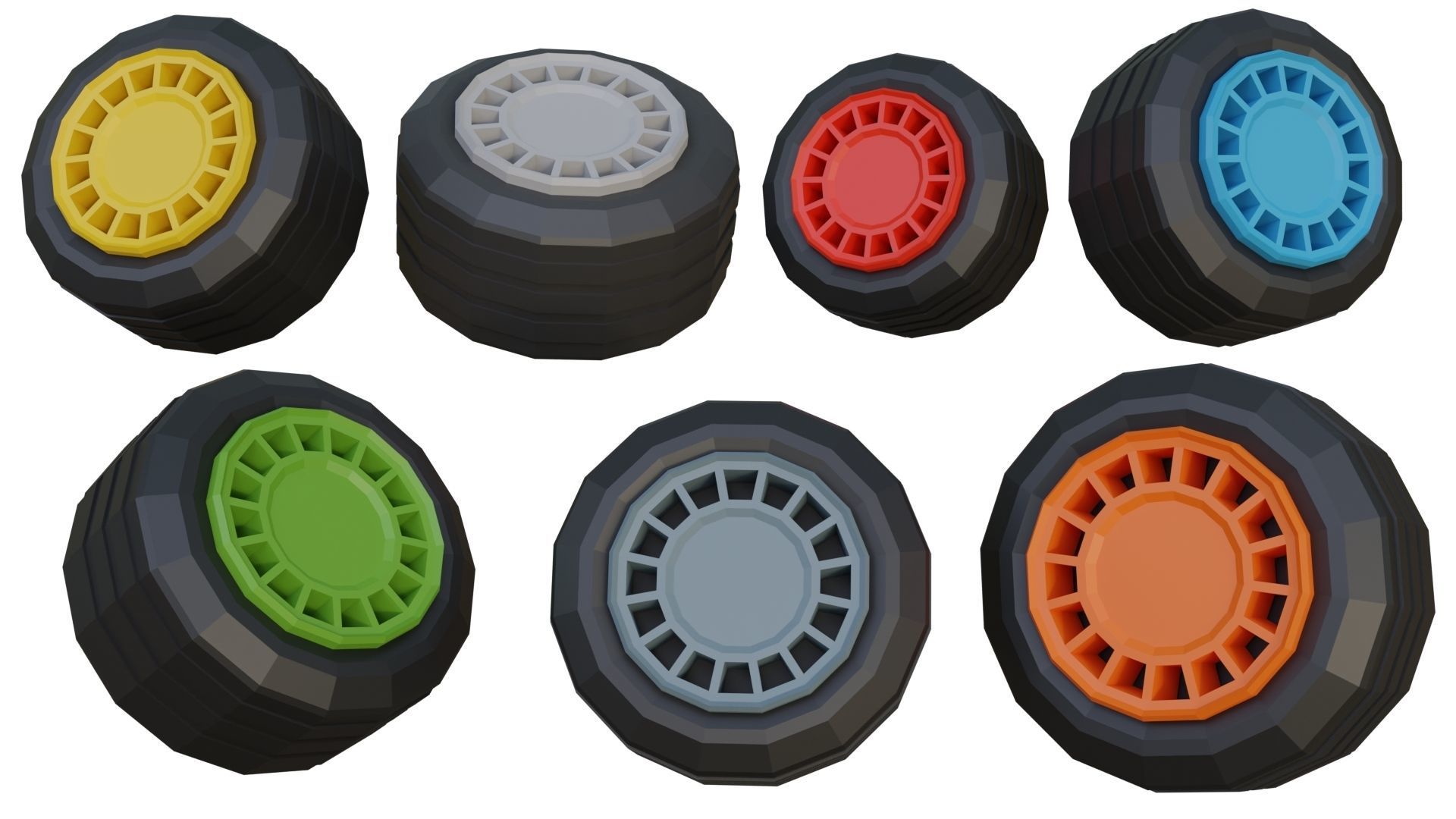 Low Poly Wheels Pack Low-poly 3D model_24