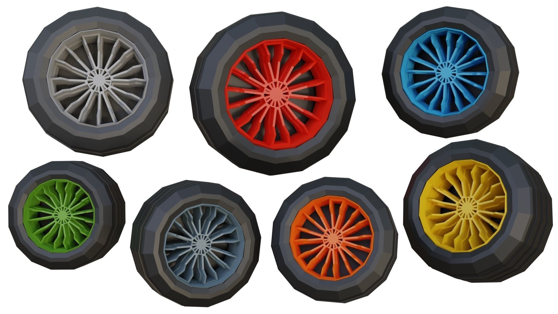 Low Poly Wheels Pack Low-poly 3D model_20