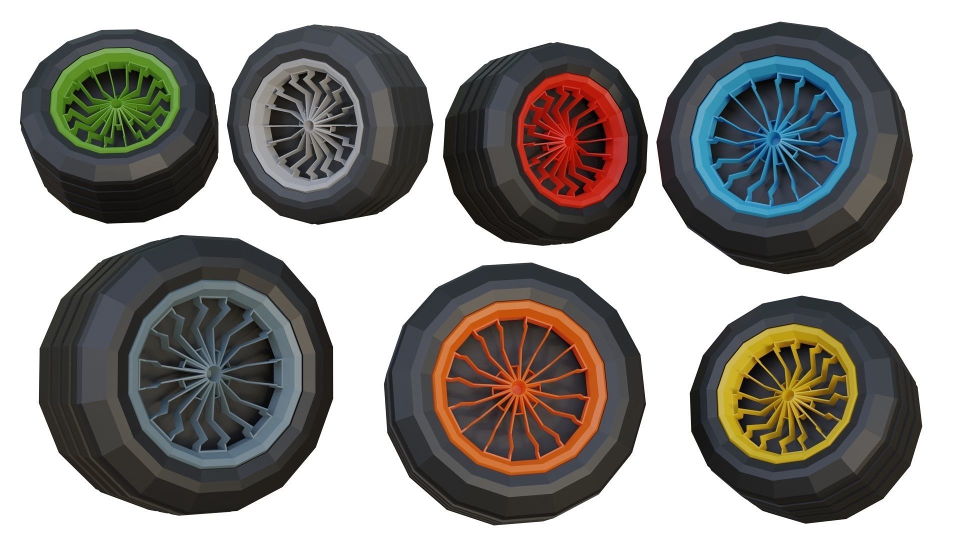 Low Poly Wheels Pack Low-poly 3D model_6