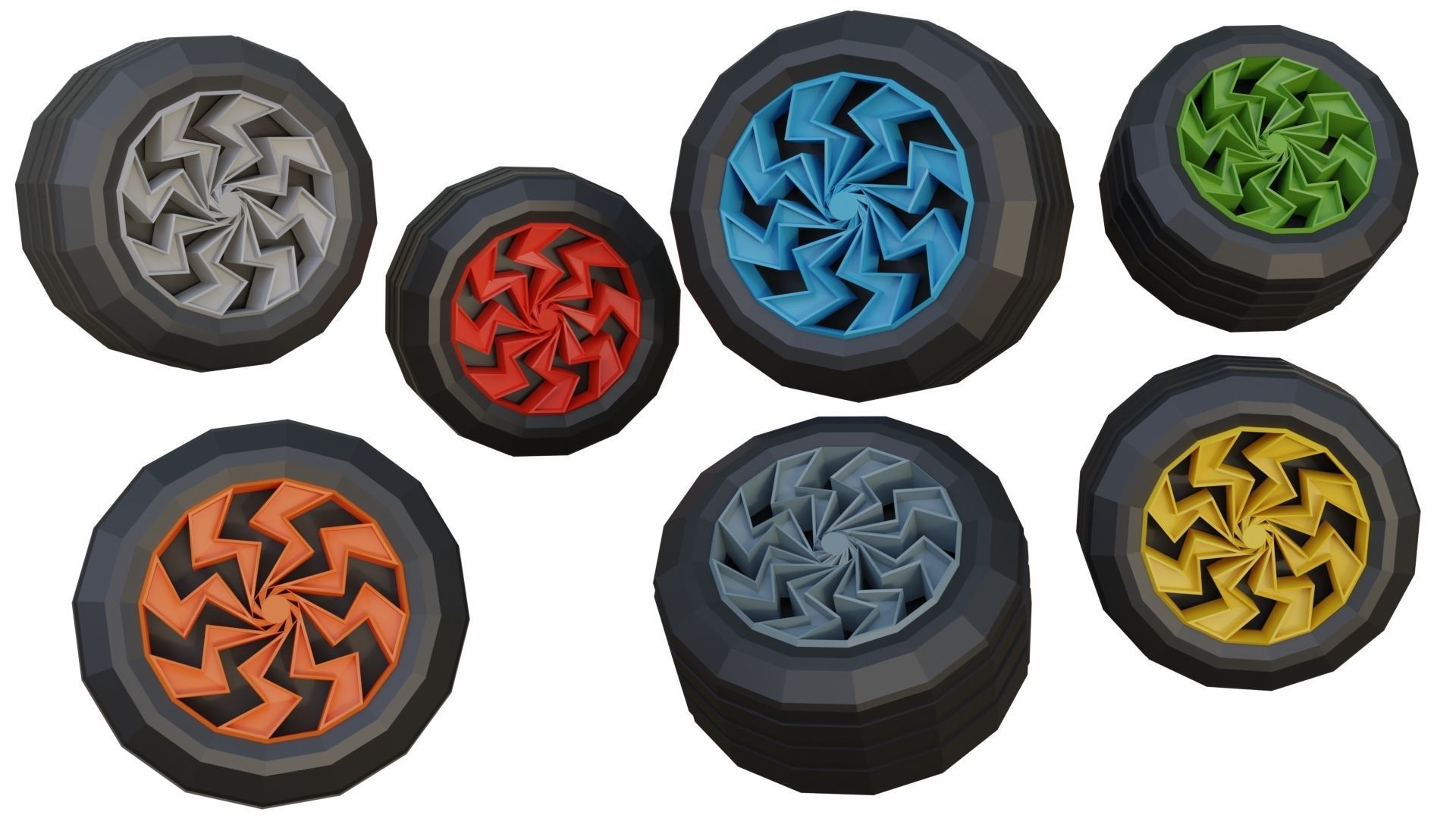 Low Poly Wheels Pack Low-poly 3D model_8