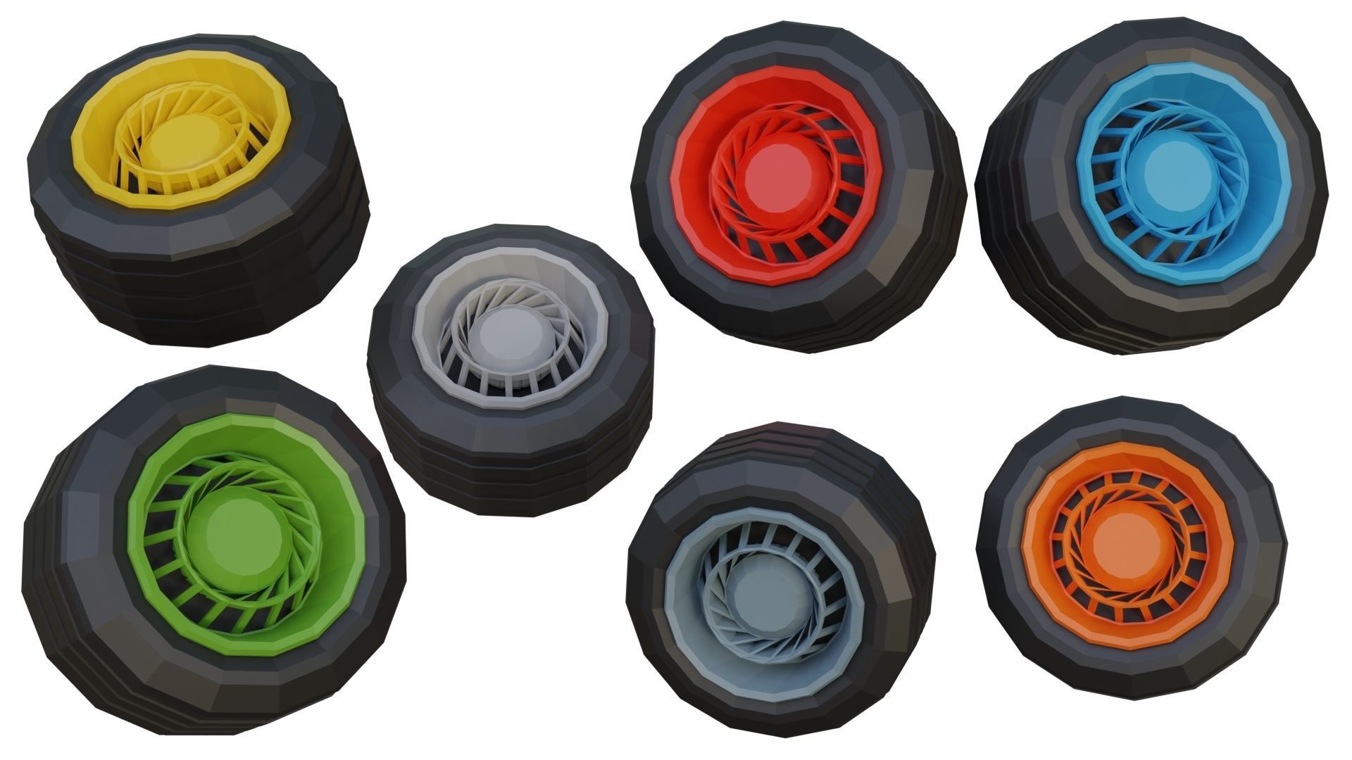 Low Poly Wheels Pack Low-poly 3D model_16