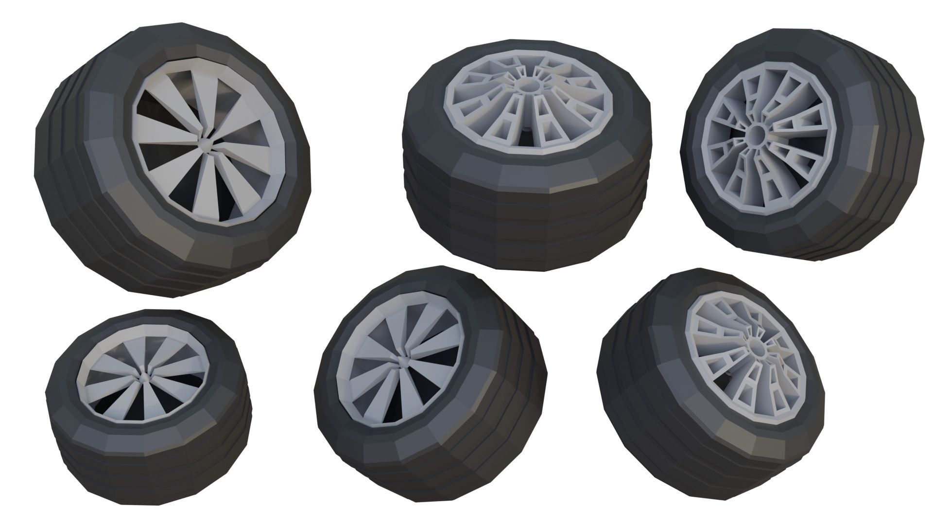 Low Poly Wheels Pack Low-poly 3D model_7