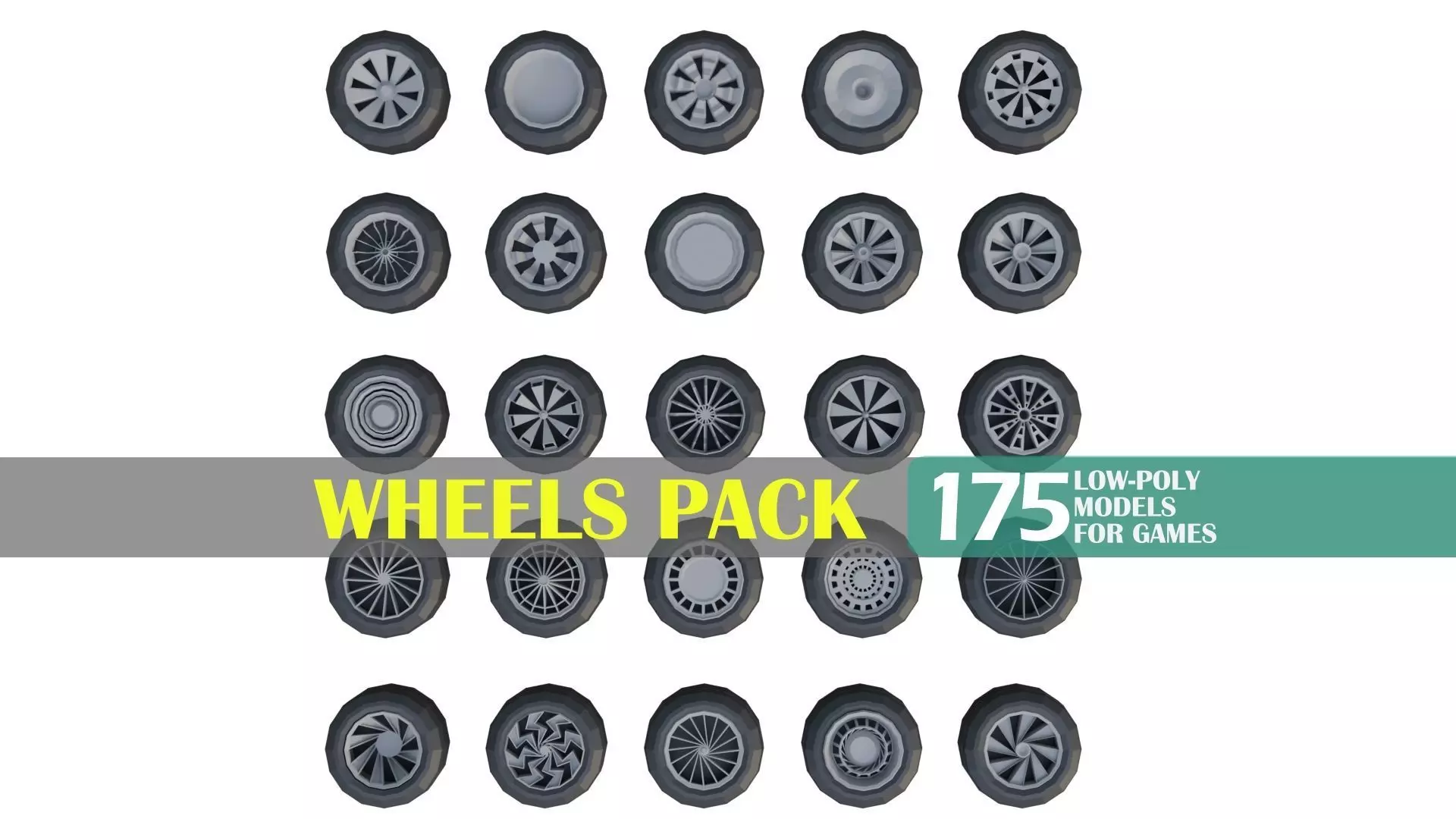 Low Poly Wheels Pack Low-poly 3D model_0