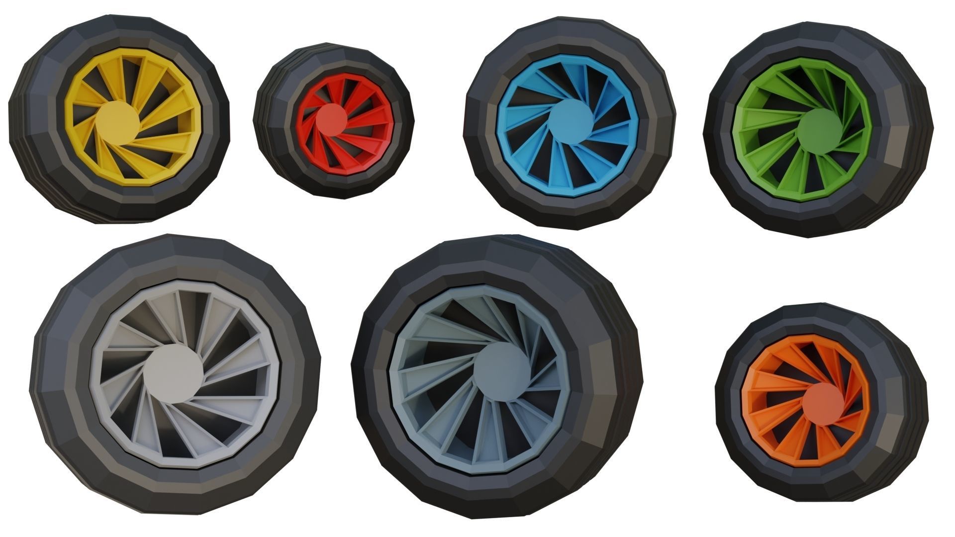 Low Poly Wheels Pack Low-poly 3D model_4