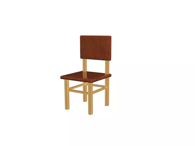 Chair wooden Low-poly 3D model_0