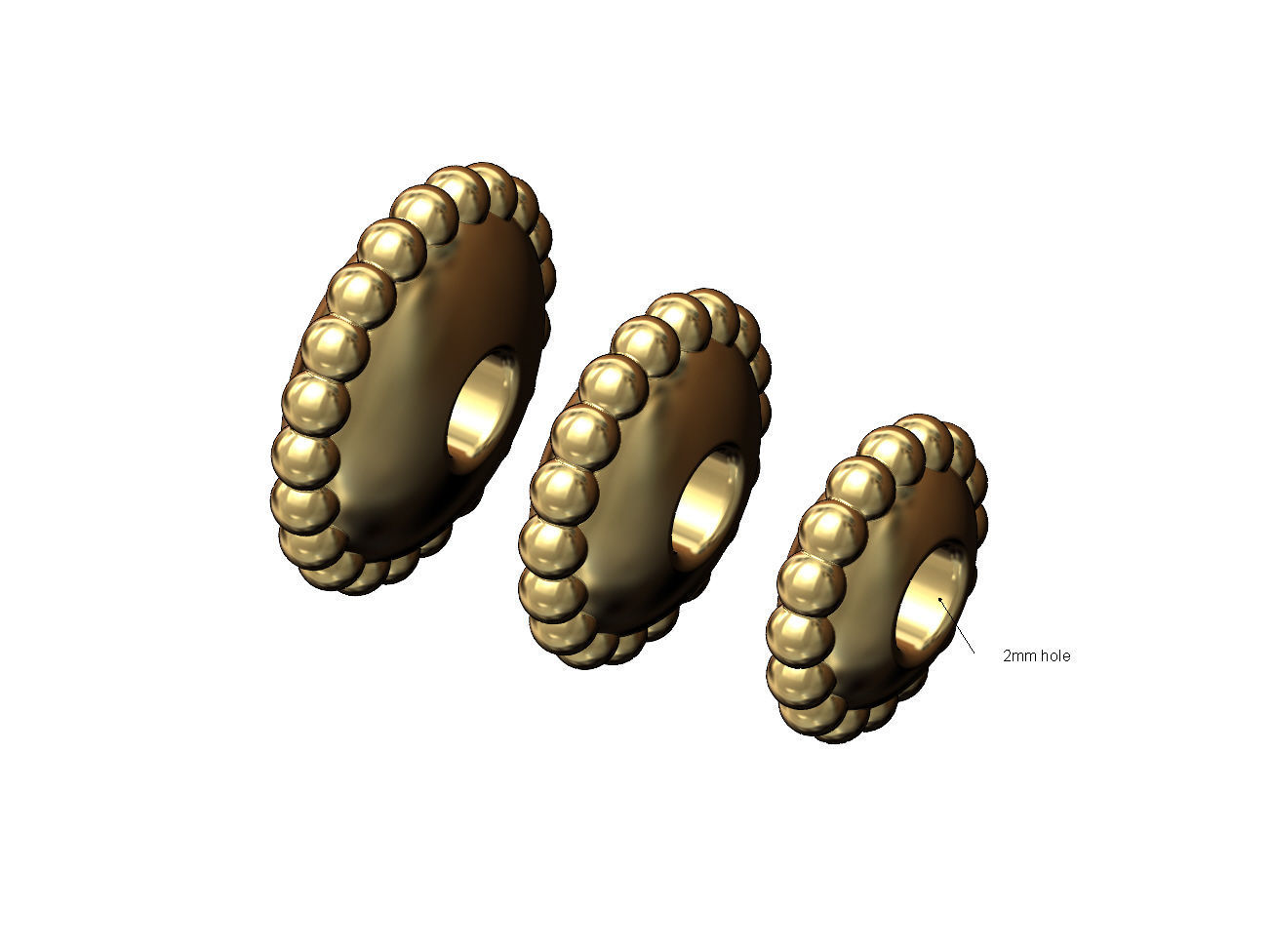 Beaded elliptical bead and bracelet charm 3D print model_1