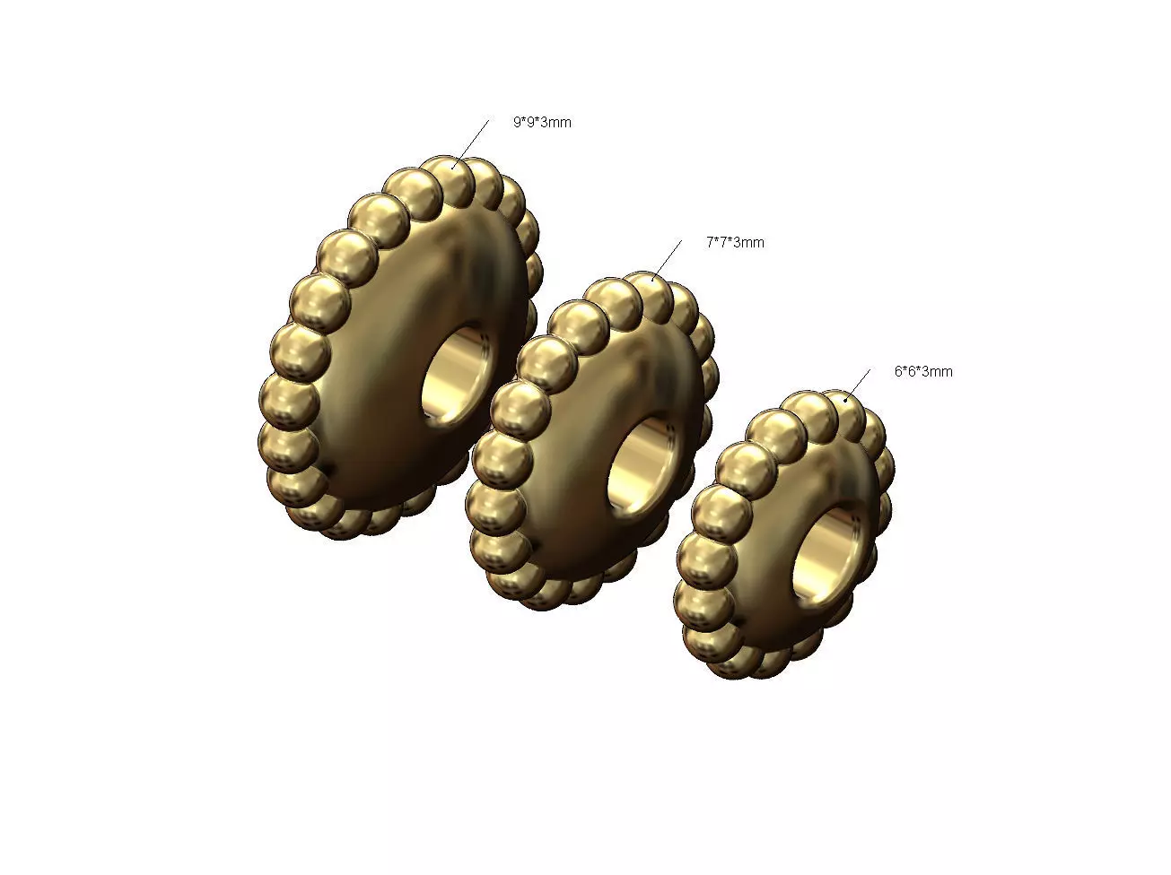 Beaded elliptical bead and bracelet charm 3D print model_0