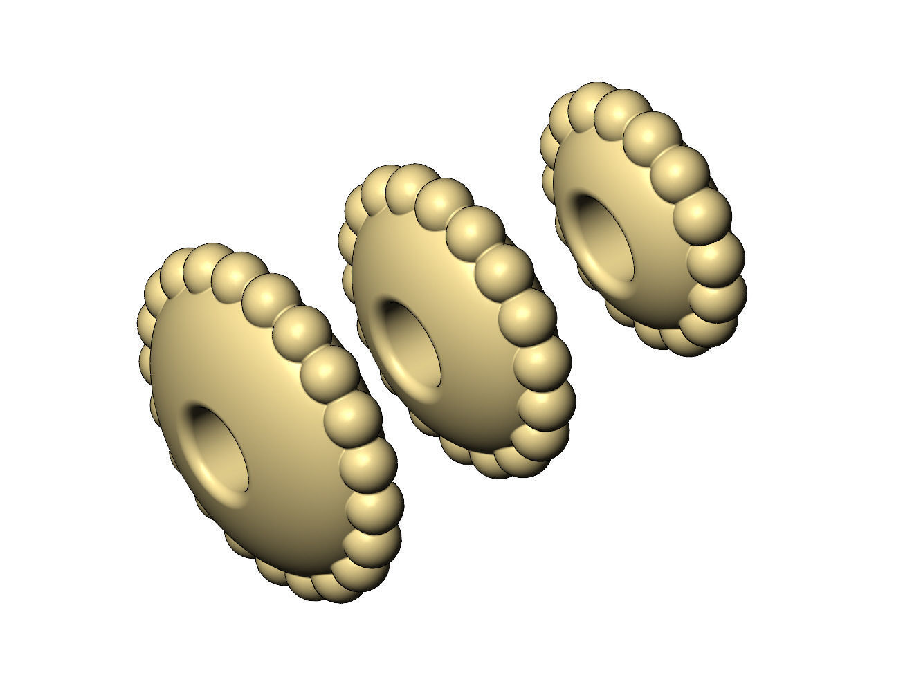 Beaded elliptical bead and bracelet charm 3D print model_4