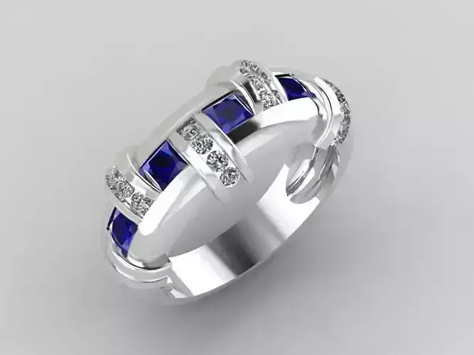 Earring sapphire and diamond ring