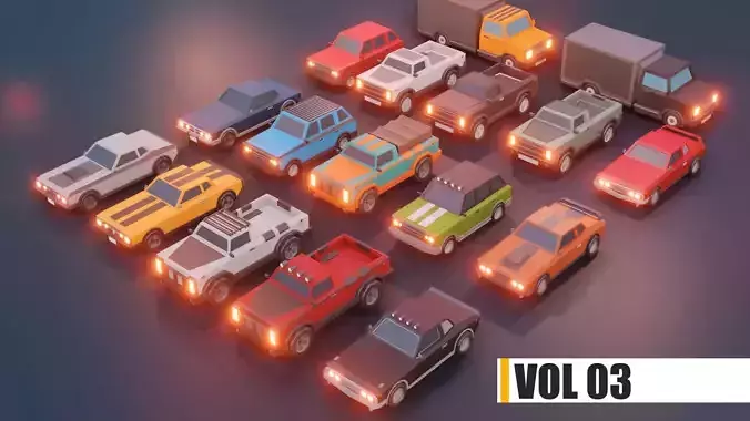 low poly cars vol 03 lowpoly Low-poly 3D model