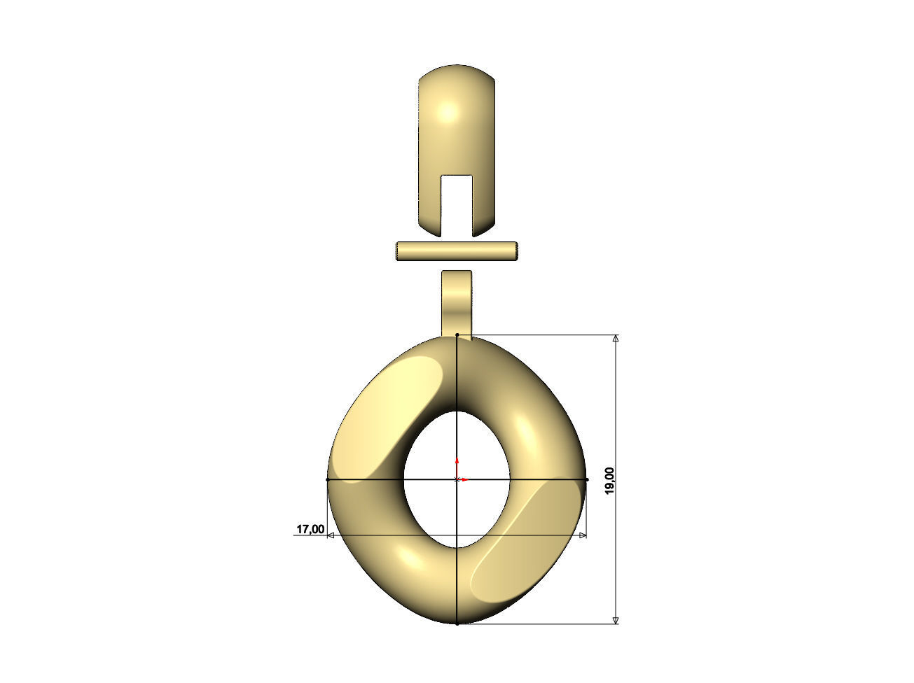 Simple chunky cuban link pendant with bail 3D print model_6