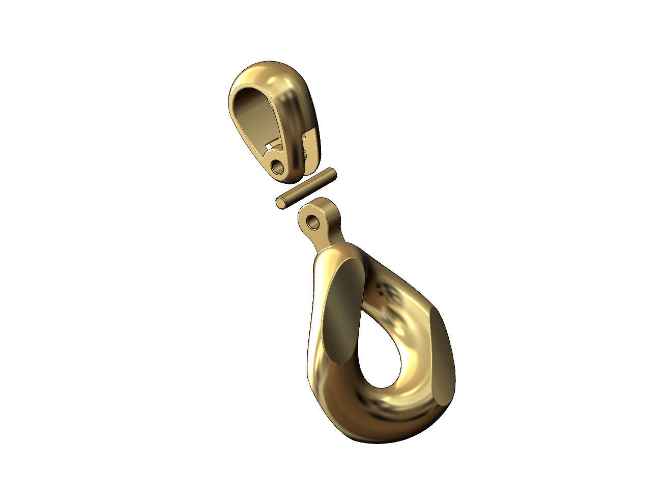 Simple chunky cuban link pendant with bail 3D print model_3