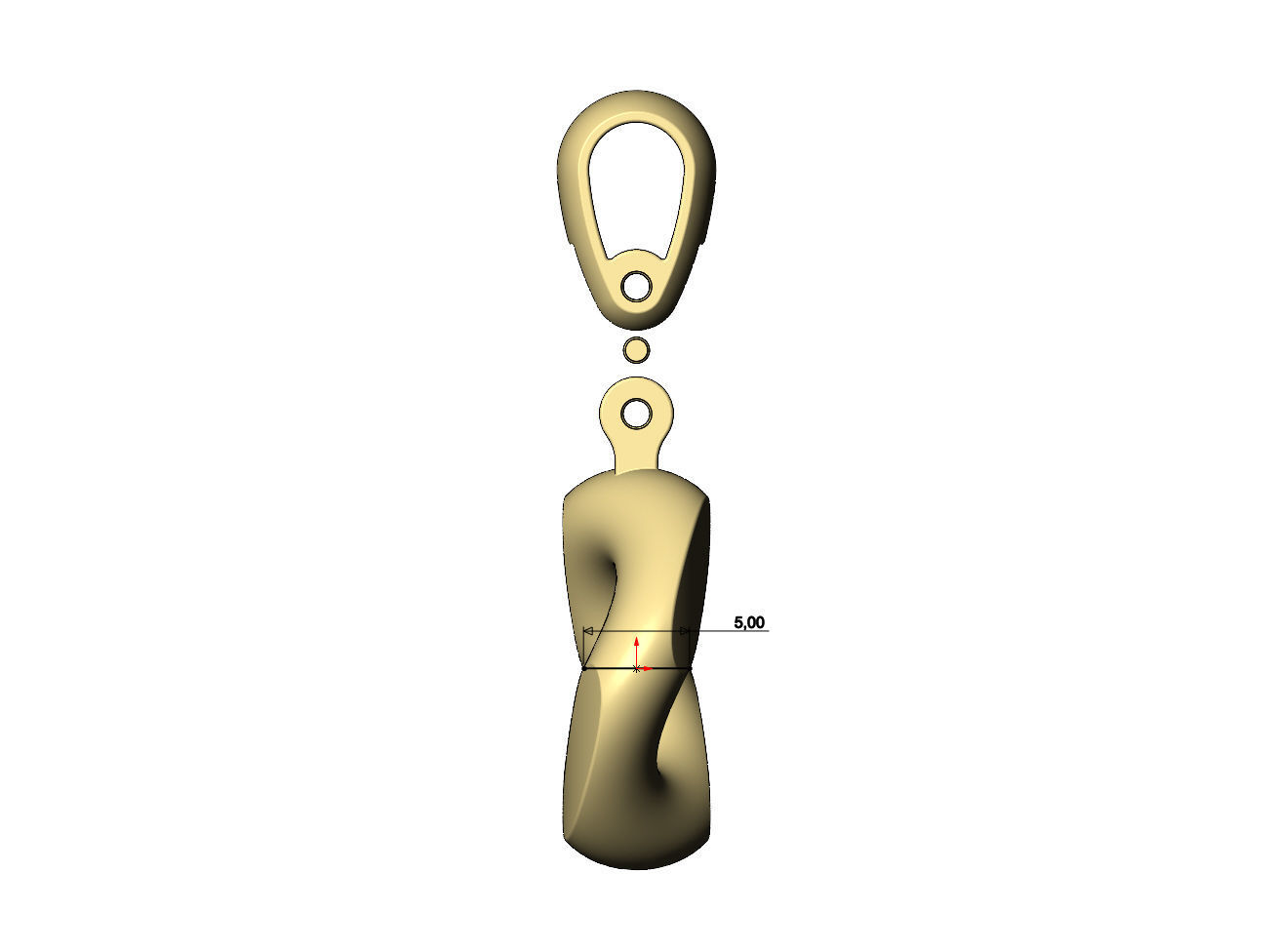 Simple chunky cuban link pendant with bail 3D print model_9