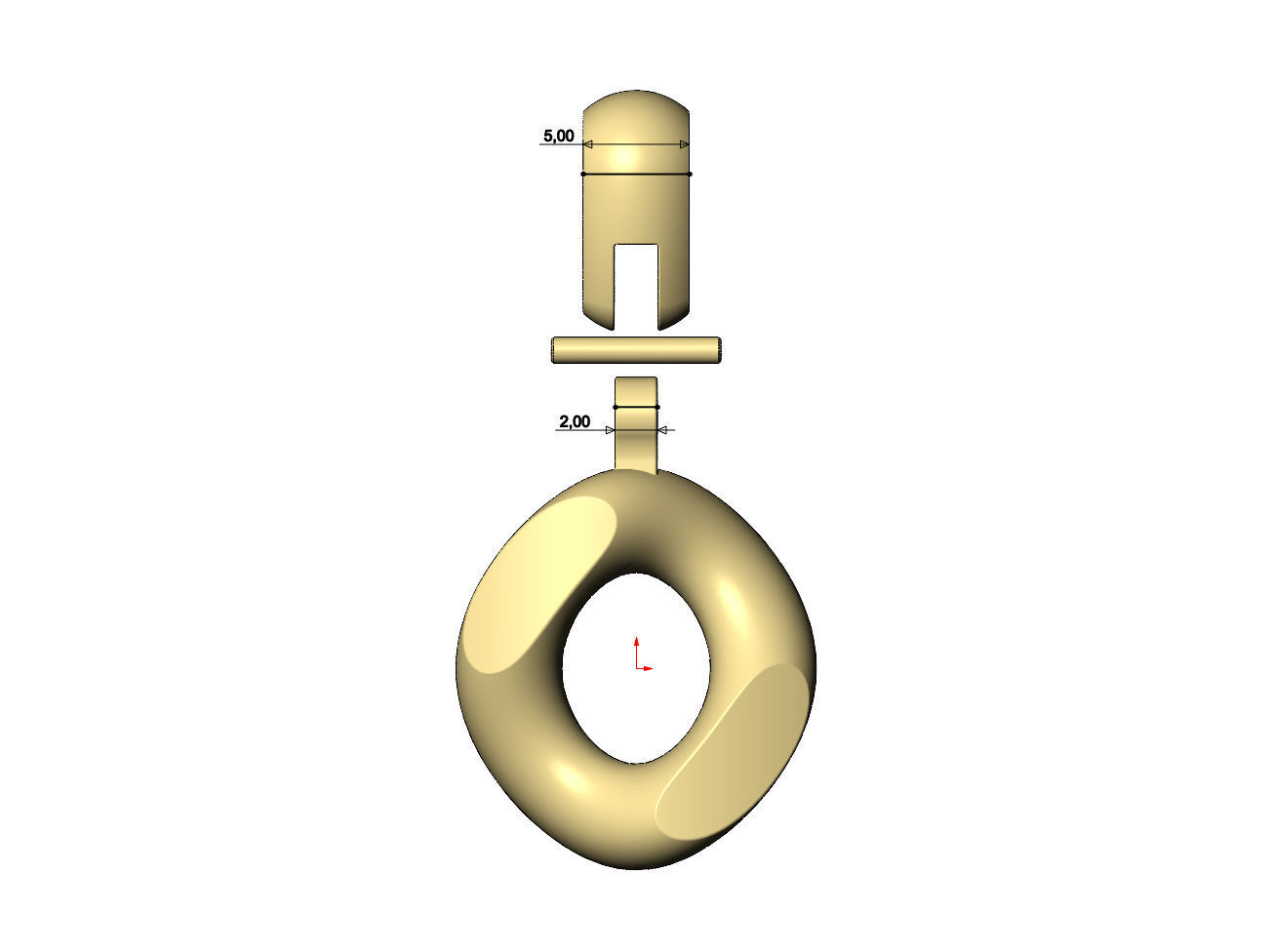 Simple chunky cuban link pendant with bail 3D print model_8