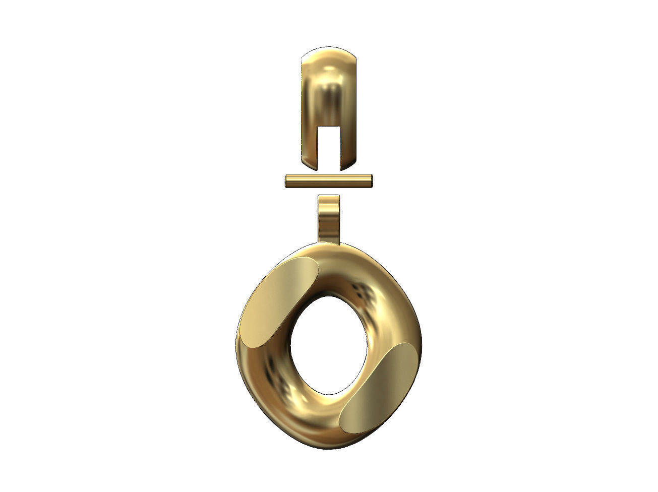 Simple chunky cuban link pendant with bail 3D print model_2