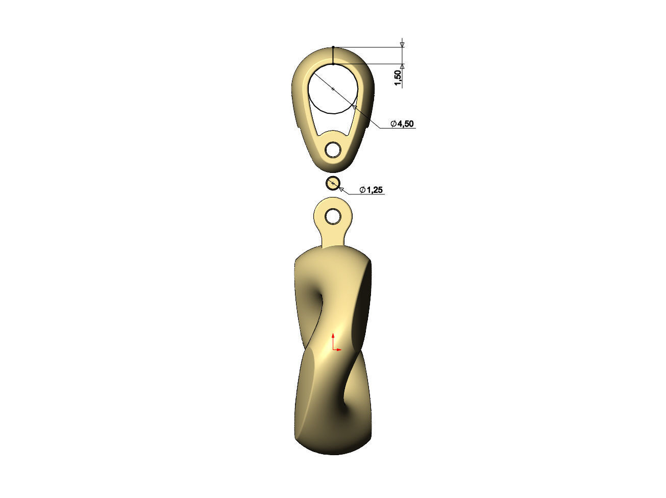 Simple chunky cuban link pendant with bail 3D print model_10