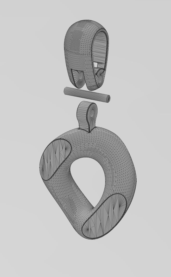 Simple chunky cuban link pendant with bail 3D print model_13