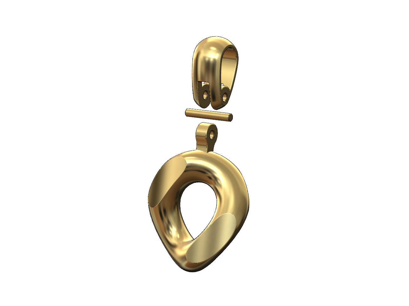 Simple chunky cuban link pendant with bail 3D print model_1