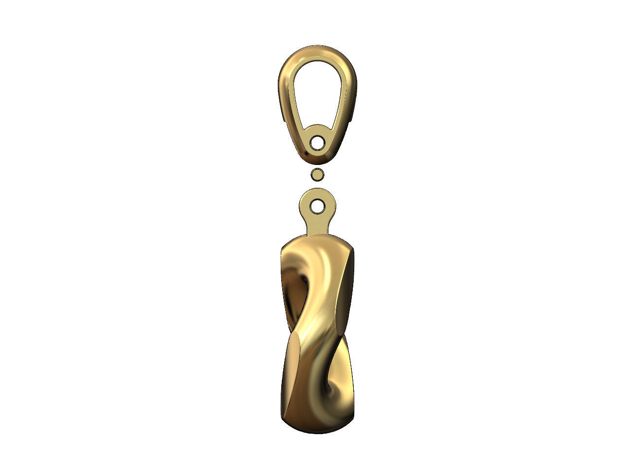 Simple chunky cuban link pendant with bail 3D print model_4