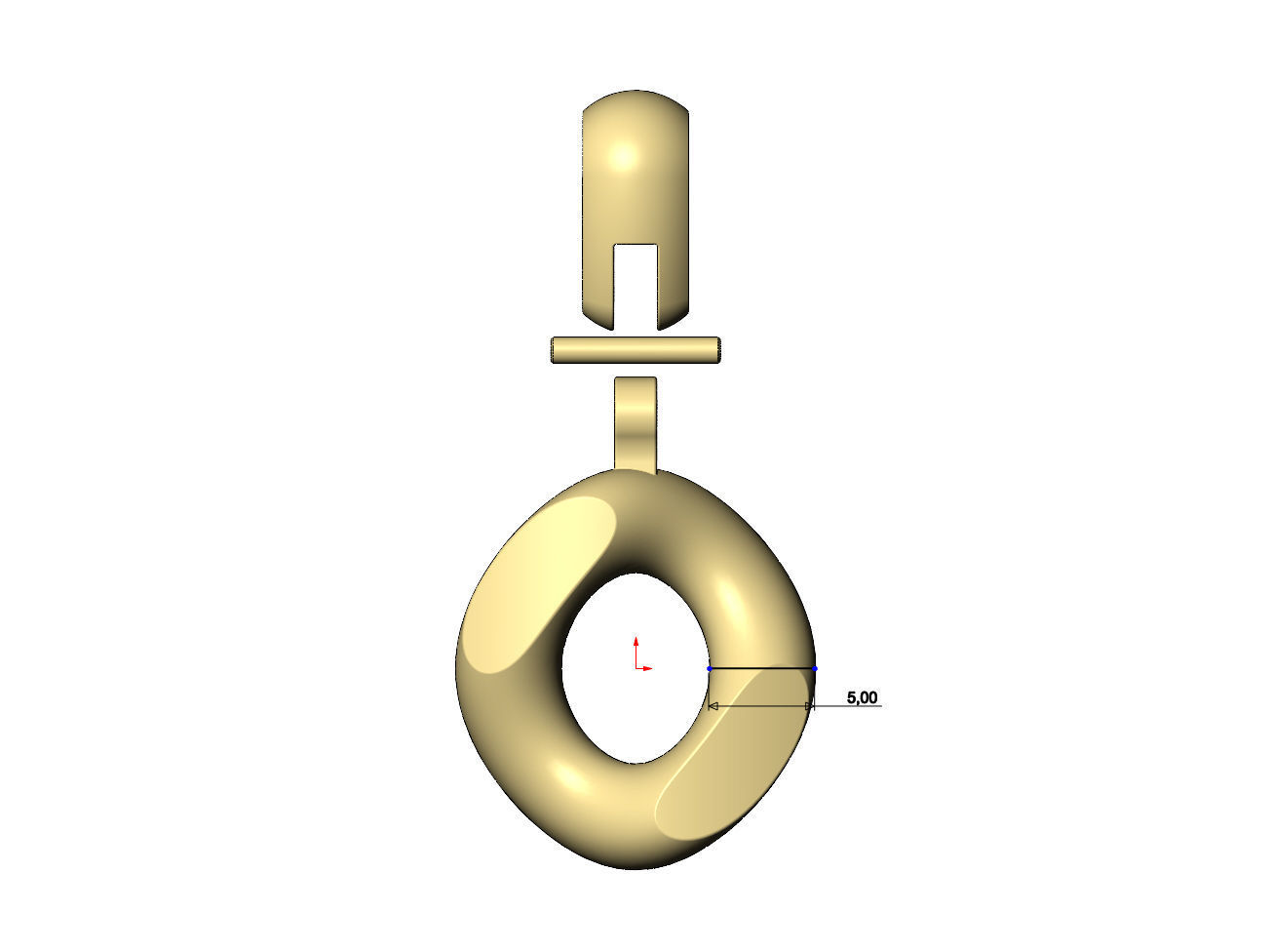 Simple chunky cuban link pendant with bail 3D print model_7