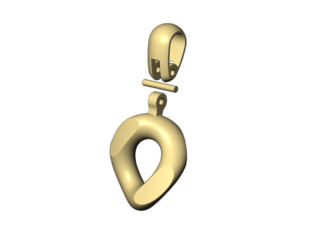 Simple chunky cuban link pendant with bail 3D print model_5
