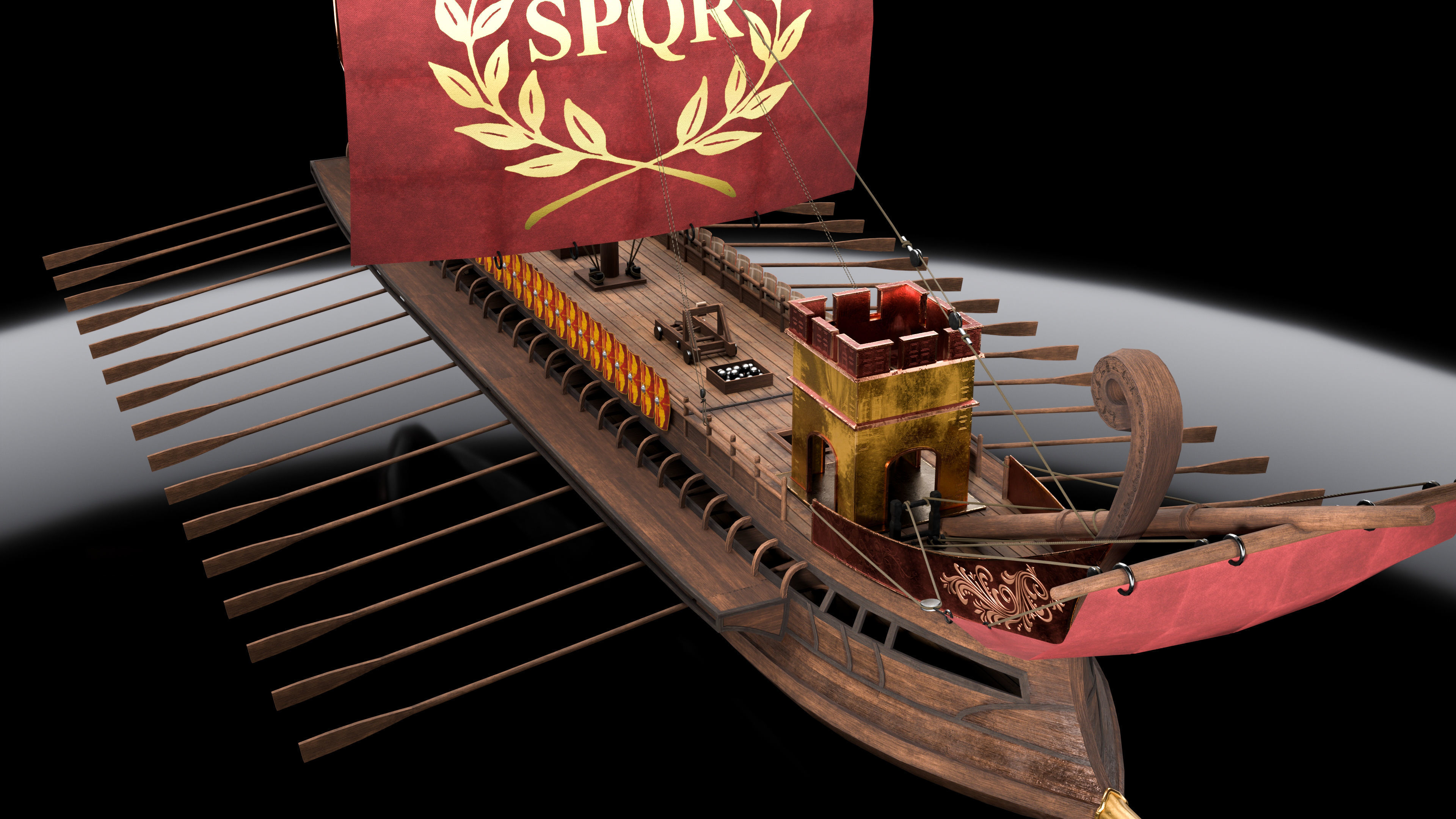 3D model Roman Ship Galley VR / AR / low-poly | CGTrader