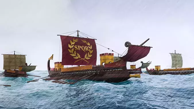 Roman Ship Galley Low-poly 3D model