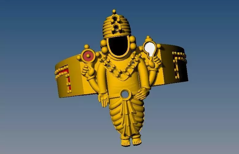 Tirupati Balaji Brass Gold Ring 3D print model