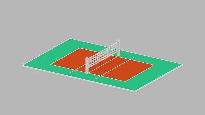 Voxel Volleyball Court Low-poly 3D model