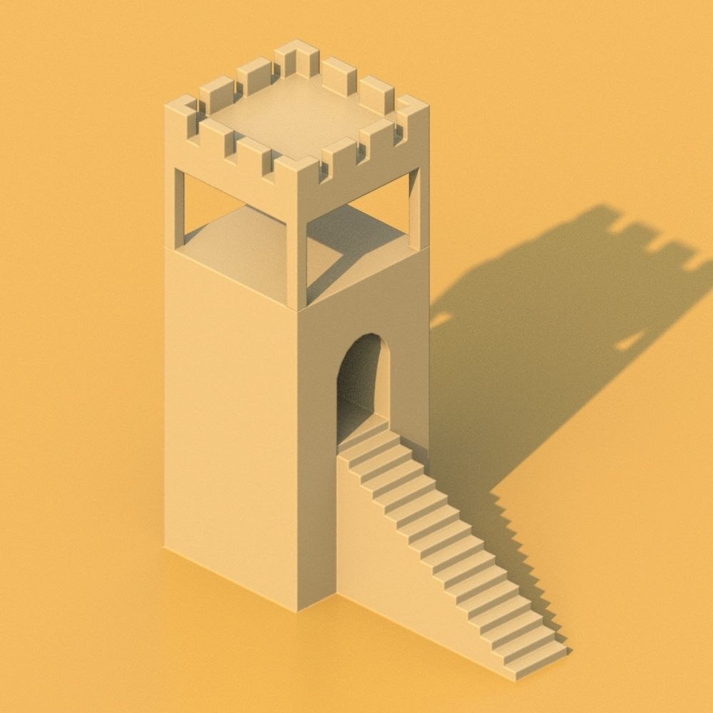 Isometric Cartoon Low Poly Medieval Castle 3D model Low-poly 3D model_43
