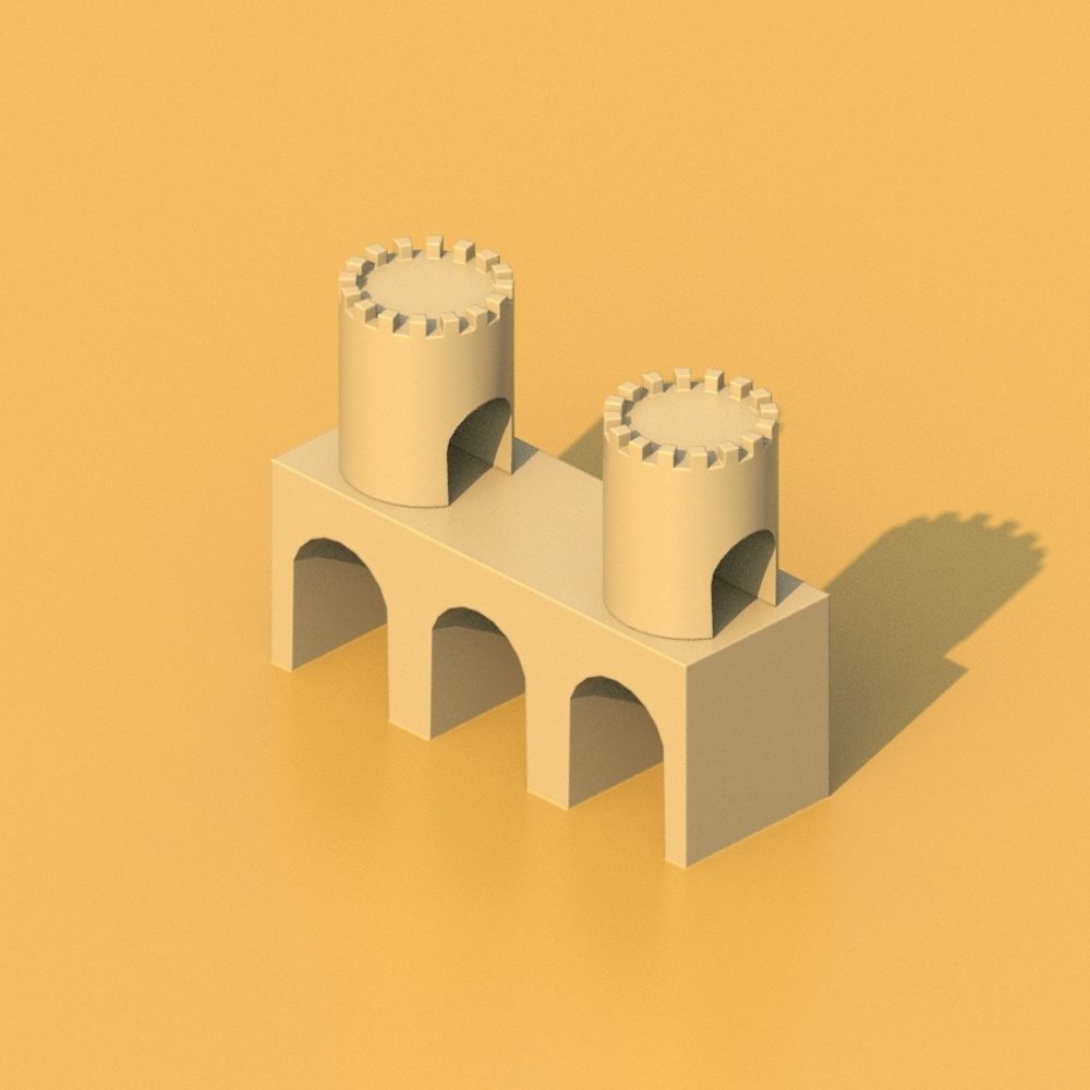 Isometric Cartoon Low Poly Medieval Castle 3D model Low-poly 3D model_10