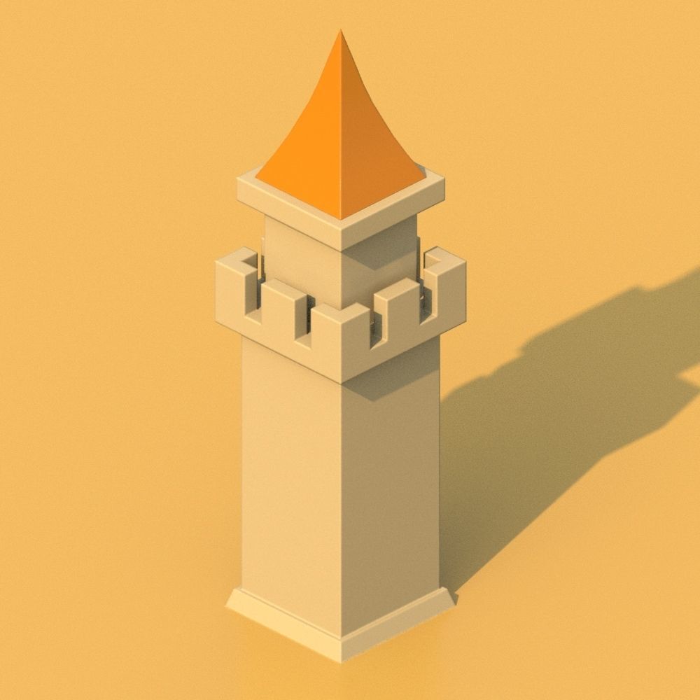 Isometric Cartoon Low Poly Medieval Castle 3D model Low-poly 3D model_35