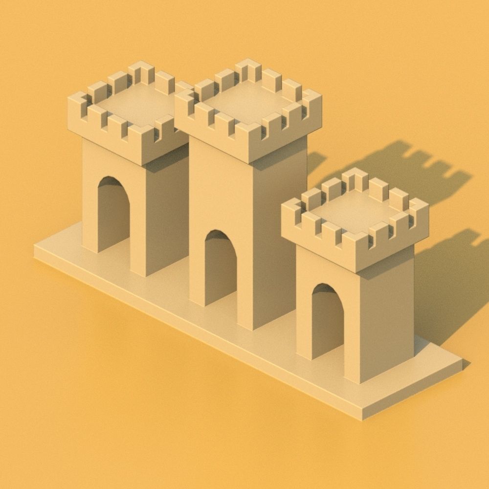 Isometric Cartoon Low Poly Medieval Castle 3D model Low-poly 3D model_38