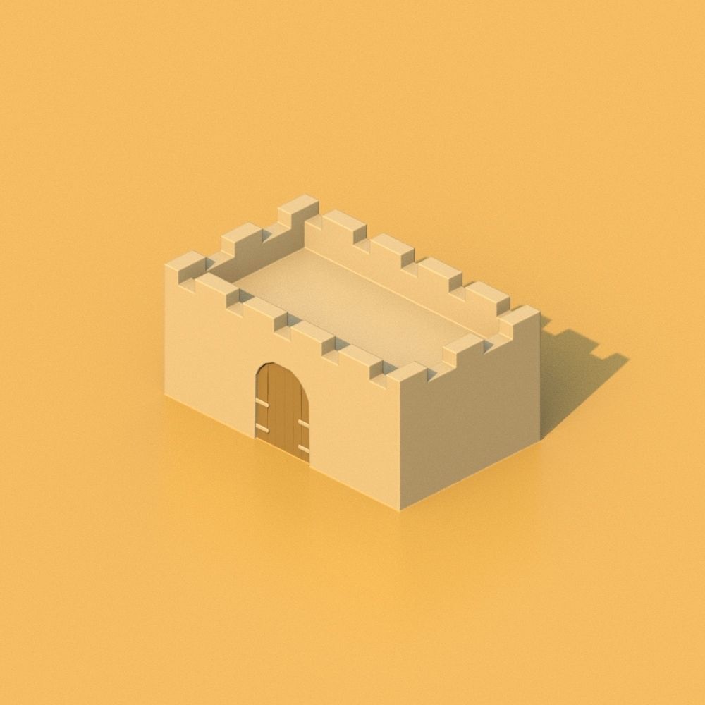 Isometric Cartoon Low Poly Medieval Castle 3D model Low-poly 3D model_29